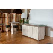 Statafel  White Washed met RVS bovenblad